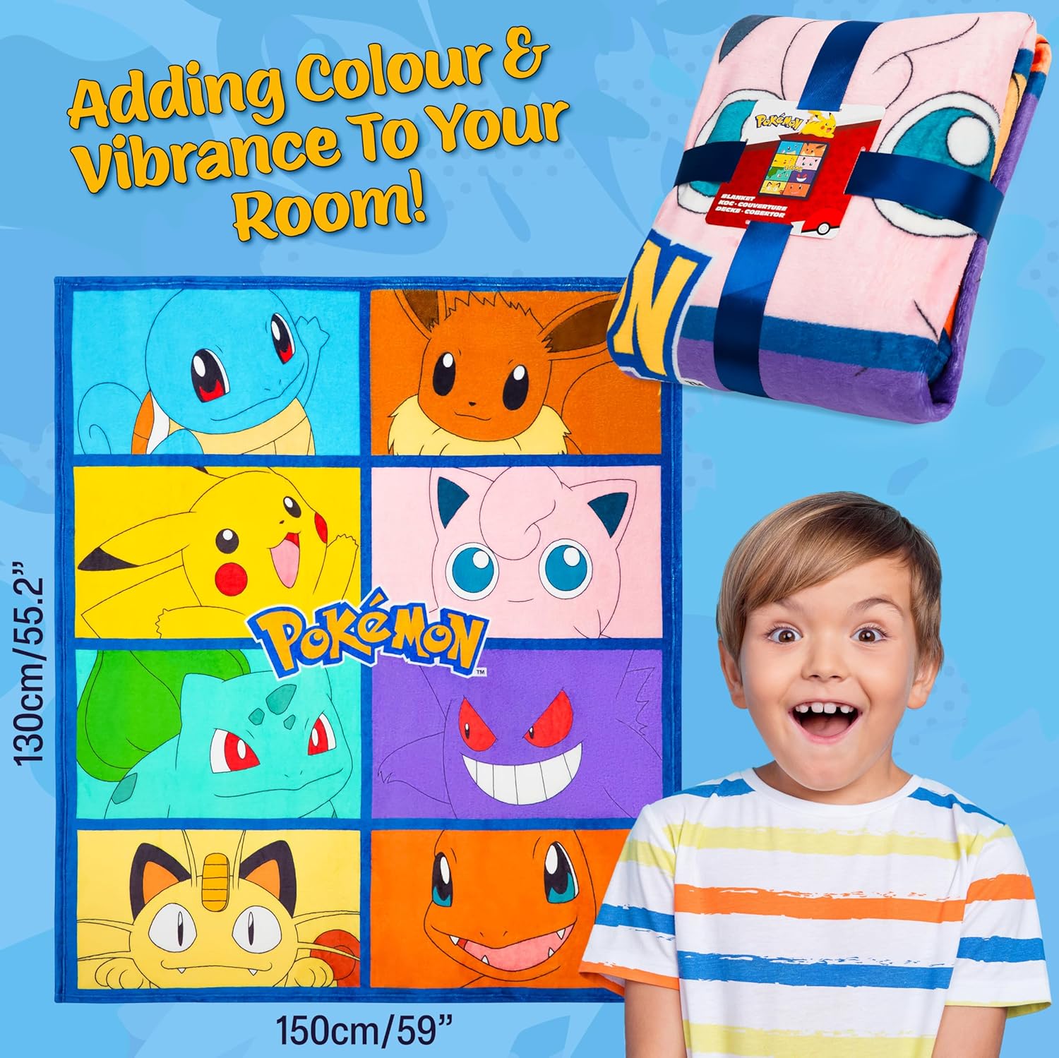 Pokemon Soft Fleece Throw Blanket 51x59in