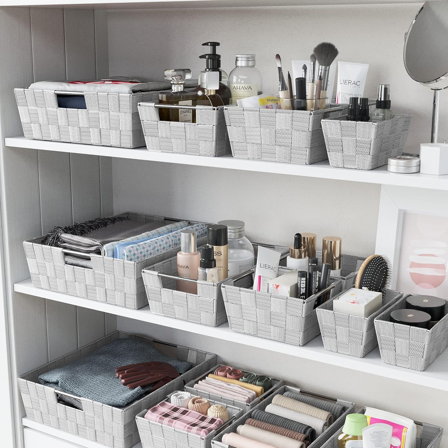 NEATERIZE 9-Piece Grey Storage Baskets Set
