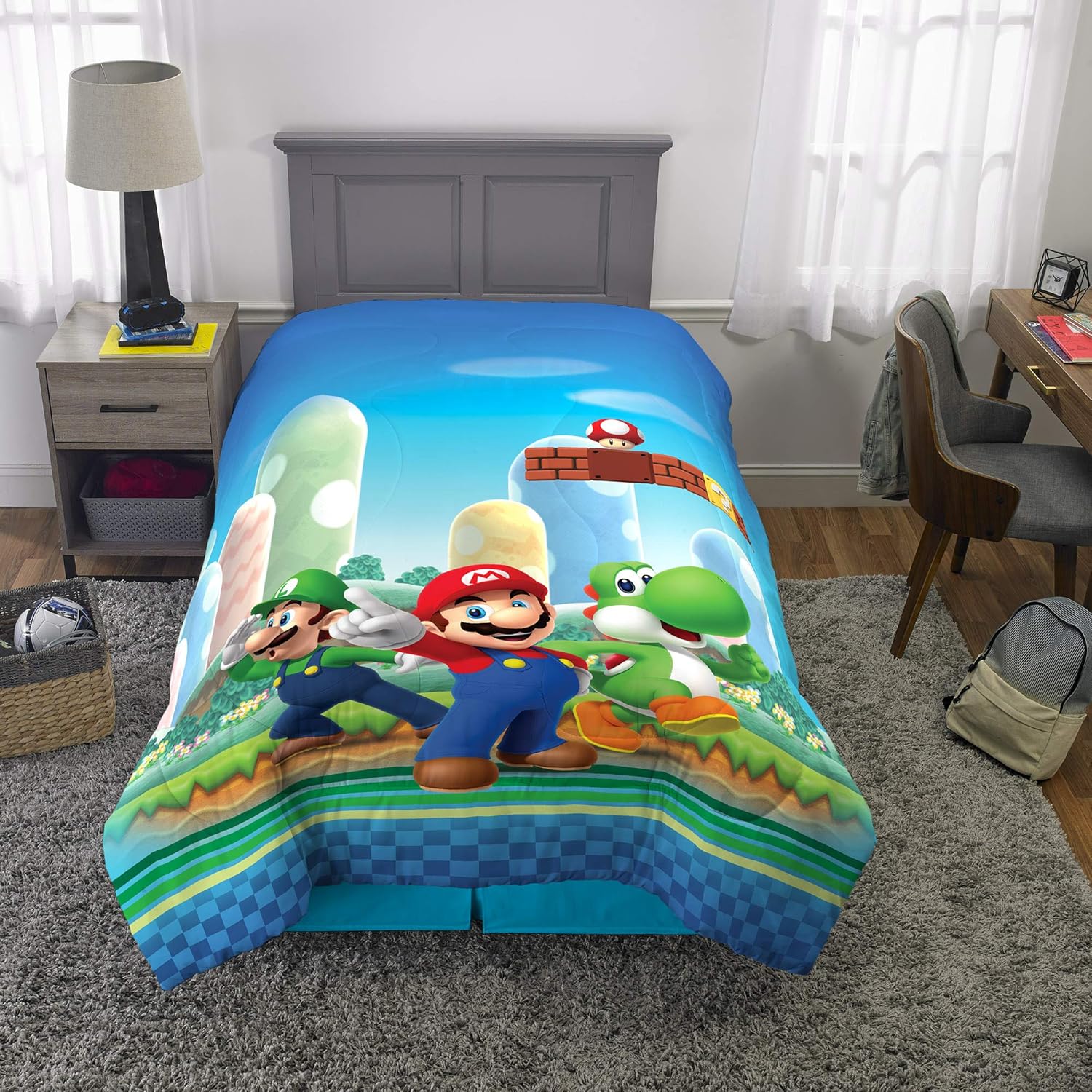 Franco Kids Bedding Super Soft Microfiber Reversible Comforter Twin Full Mario