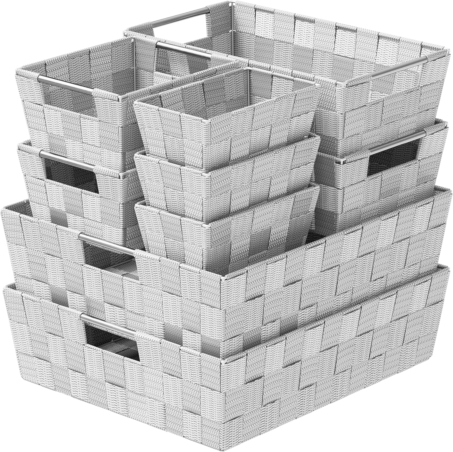 NEATERIZE 9-Piece Grey Storage Baskets Set