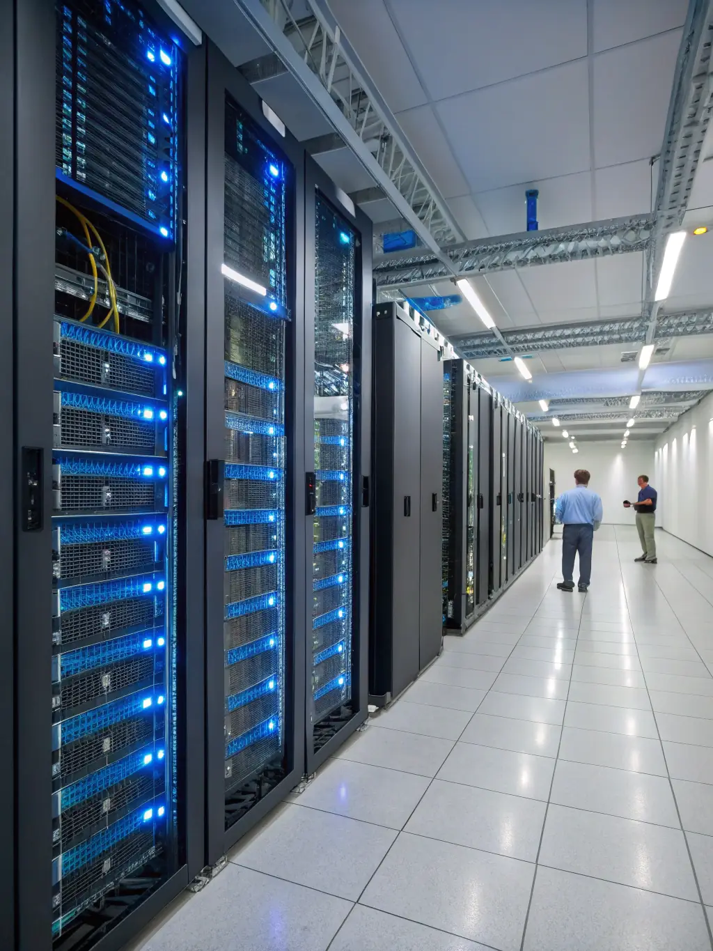 An image showcasing a modern, eco-friendly data center with solar panels and green technology, representing CARBONIS's low-carbon digital infrastructure development services.